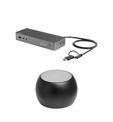 StarTech USB-C, USB-A Dual 4K 100W Hybrid Dock, Bluetooth Boost U Speaker