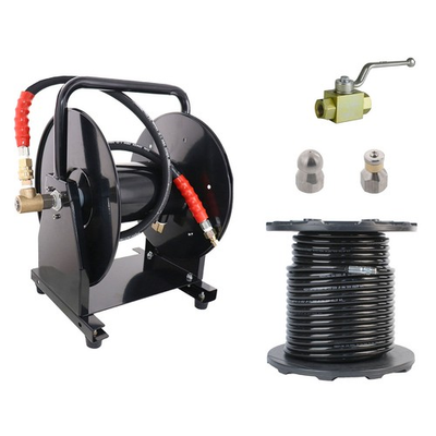 #ad Scheiffer Sewer Jetter Kit Ball Valve Hose Reel 3 8quot; x 200#x27; Hose and Nozzles $664.99