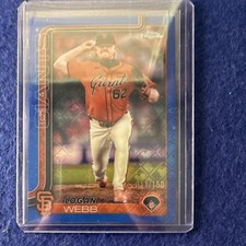 Topps 2025 Chrome Logofractor Logan Webb Giants Blue Refractor #296 /150