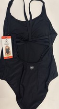 Hurley Black One Piece Swimsuit Size Medium Strappy Back Low Cut Super Cute New