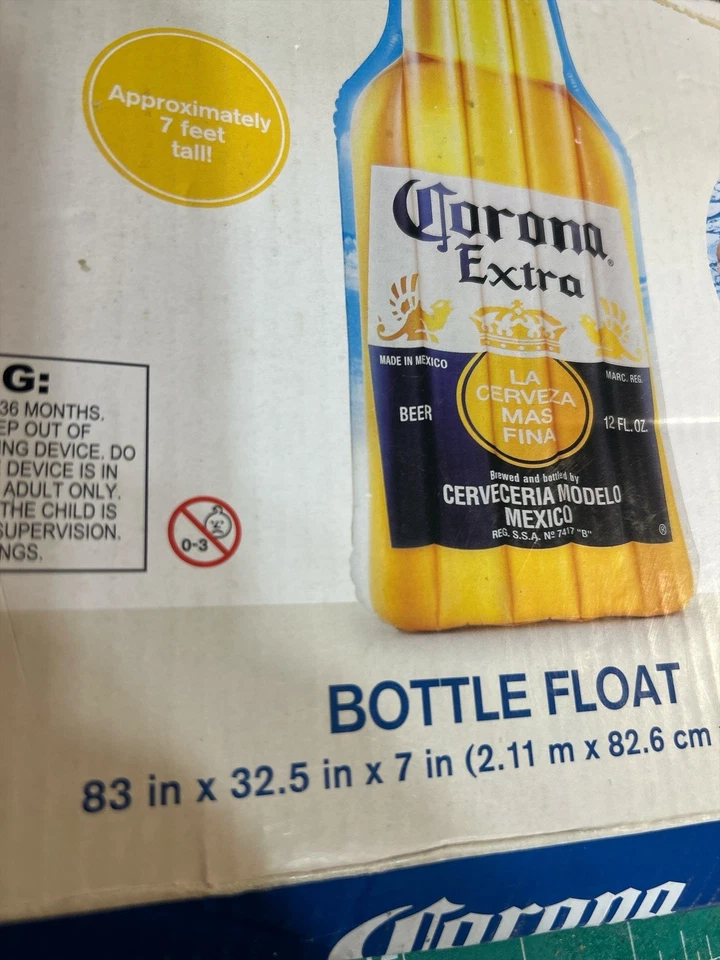 Botella de Cerveza Extra Inflable Corona Flotador Playa Piscina 83" x 32.5" x 7.0" Foto 3 de 4