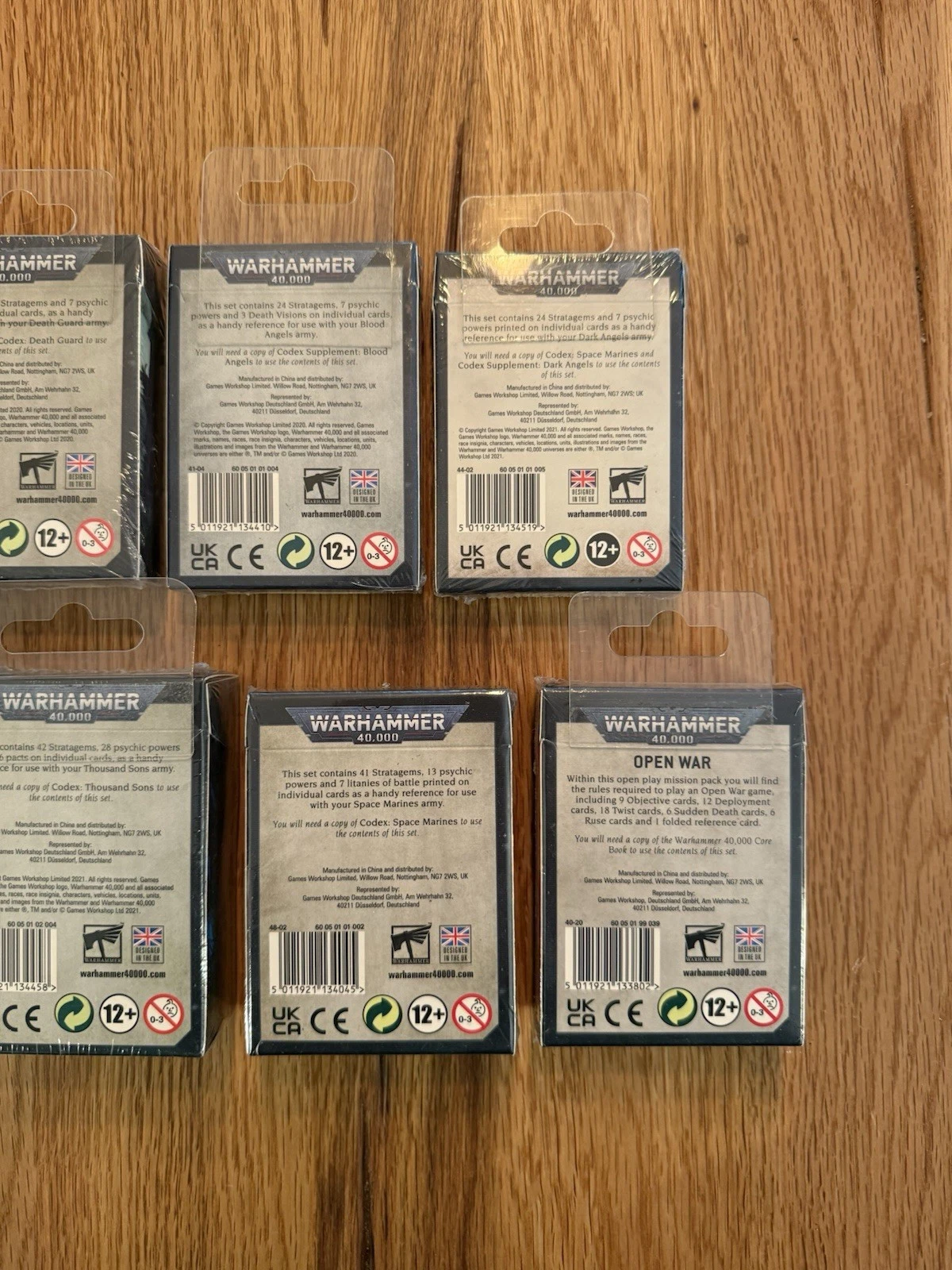 7x Packs Warhammer 40k 40000 Data Cards & Mission Pack Aeldari Dark Angels - New 6