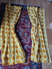 2x zasłona zasłona lata 70. retro vintage kwiaty w kwiaty 135x105cm