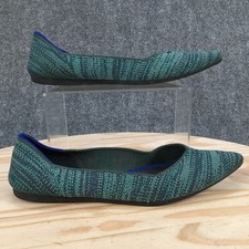 Rothys Shoes Womens 8.5 The Point Knit Casual Slip On Ballet Flats Green Fabric