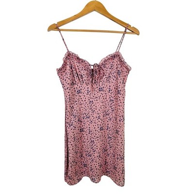 Windsor Size Large Pink Floral Smocked Mini Dress Sleeveless Spaghetti Strap