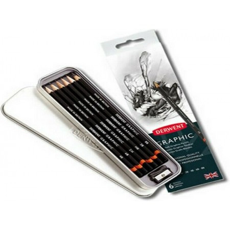 SCATOLA  6PZ. MATITE GRAFITE DERWENT GRAPHIC PER DISEGNO ARTISTICO VARIE DUREZZE