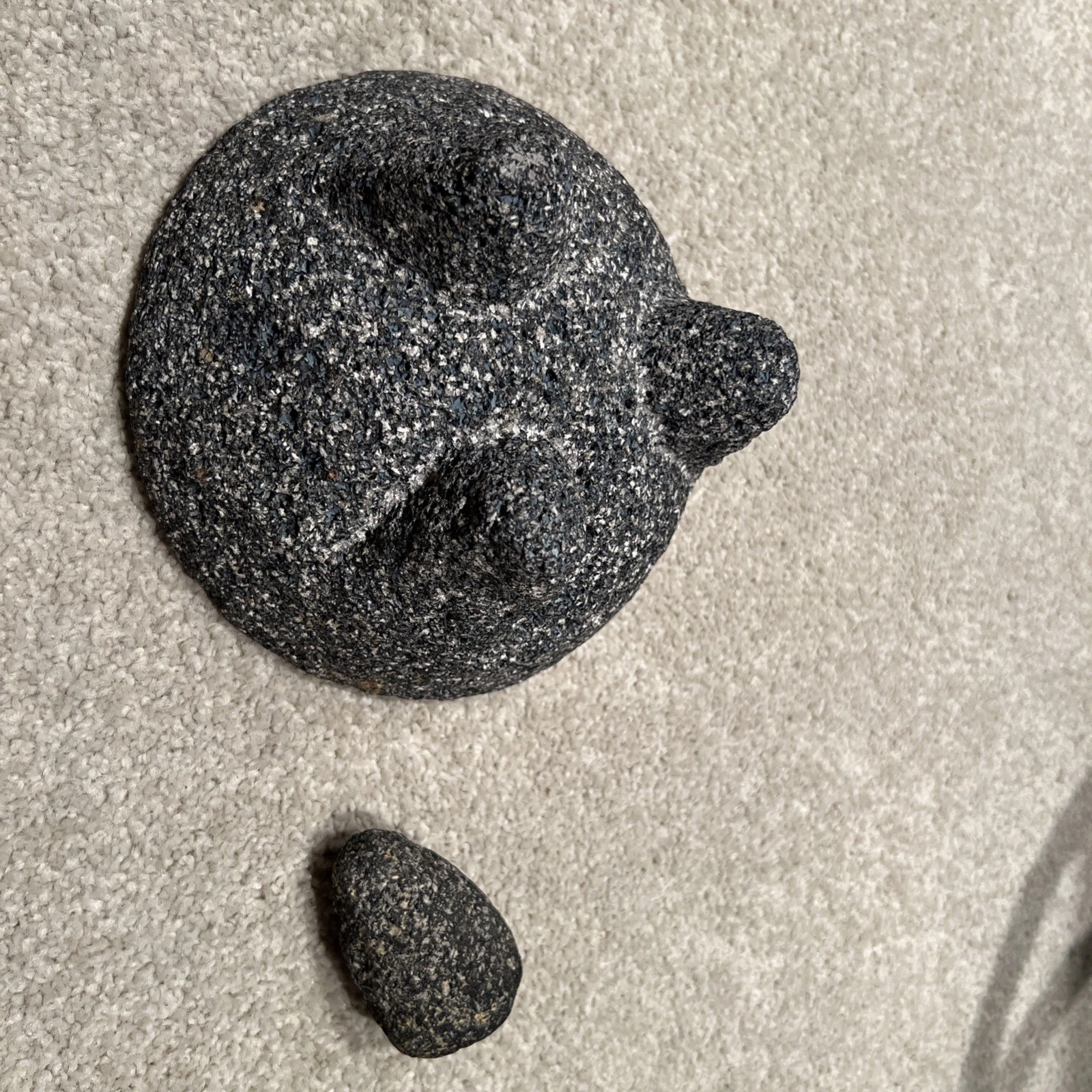 Authentic MOLCAJETE Mexico Basalt Mortar & Pestle, 8 - 1/2" Volcanic Lava Stone