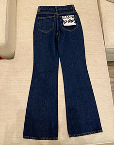 GANNI Women’s Flared Jeans High Rise Dark Wash Organic Cotton Denim