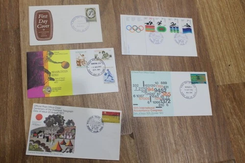 1972 AUSTRALIAN FDC COVERS X5 MUNICH OLYMPICS, REHABILATION, TELEGRAPH,CONGRESS,