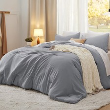 Bedsure King Size Comforter Set Grey Soft Prewashed Bedding for All Seasons