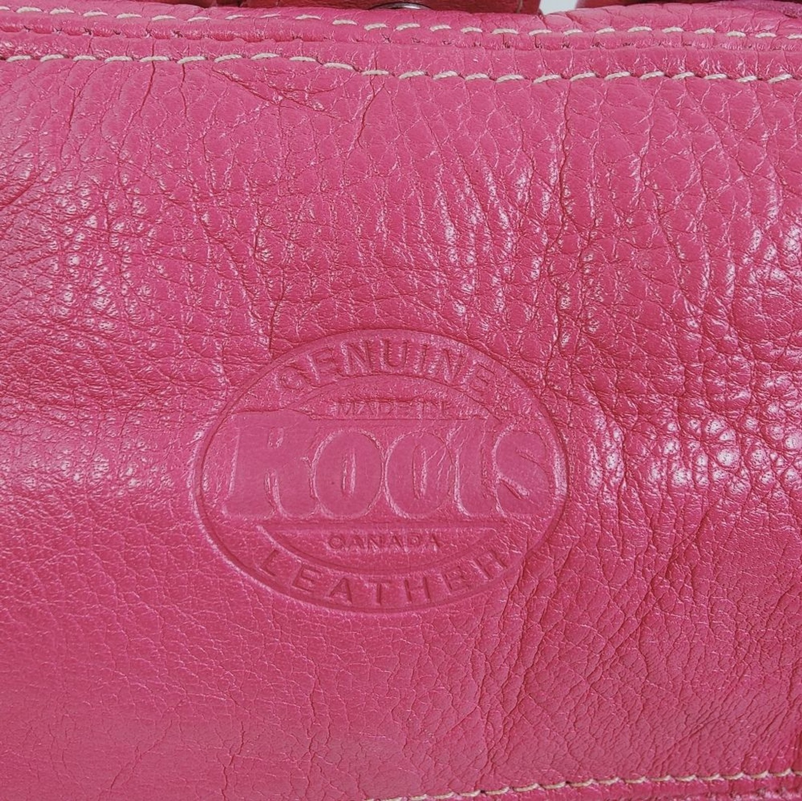 Rare VTG Y2K Roots Canada Pink Pebbled Leather Shoulder Bag Handbag Purse image 7