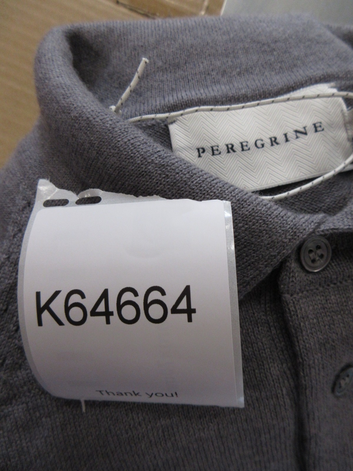 Peregrine Sweater Men XL Gray Wool Polo Pullover Minimalist Logo England NEW