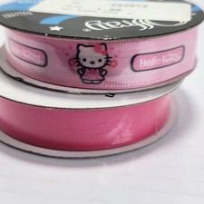 Hello Kitty Offray Ribbon Lot Pink Satin Decorative Ribbon 5/8  x 9 Ft