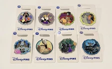 Lot 8 Disney Villains Pins Pin Trading NEW on Original Card Set RARE HTF
