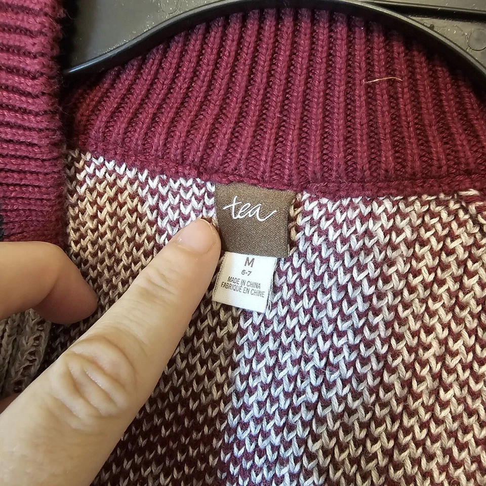 Suéter Tea Collection Cremallera Completa Cuello Alto Niño Talla 6/7 en Granate y Gris Foto 3 de 4