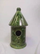 Ceramic Birdhouse Green 9in Tall Made by May Co. Inc.