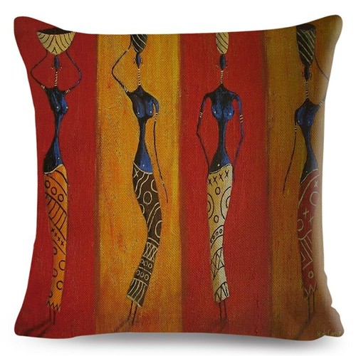 Orange Abstract Painting Africa life Collection African Woman Home Decor Pillow - Picture 25 of 38