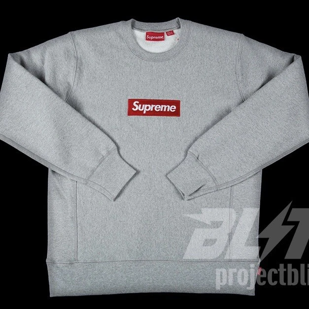 SWEAT SHIRT COL ROND LOGO FW15 SUPREME BOX GRIS CHINÉ TAILLE XL 2015