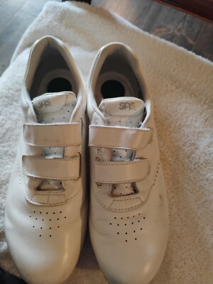 SAS Me Too EZ-Strap Shoe Womens Size 9M White  Leather  Made USA