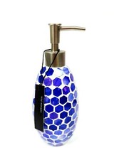 BLUE,PURPLE HEXAGON GLASS MOSAIC PRISM SOAP DISPENSER,BRUSH SILVER,NICKEL PUMP