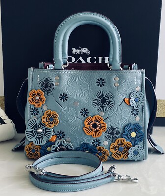COACH 1941 LIMITED EDITION BLUE/MULTI ROGUE 25 TEA ROSE SATCHEL