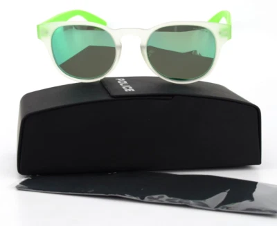 Lunettes de soleil POLICE EXCHANGE 4 SK 040 polarisées vert fluo Panto 47-19 ... - Photo 1/4