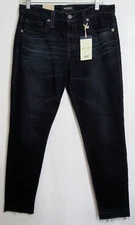 Big Star Alex Ankle Mid Rise Skinny Raw Hem Dark Wash Blue Jeans Size 30 NWT