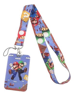 Mario and Luigi Cartoon Characters ID Holder Lanyard Keychain