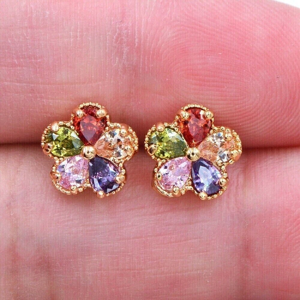 Coloured stone stud earrings sale