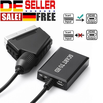 SCART zu auf HDMI Konverter Video Audio Adapter Wandler 1M Kabel für DVD HD TV