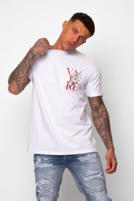 Valere Milano Mens Crew Neck Signature Print Short Sleeve T Shirt Gym Palm Top G