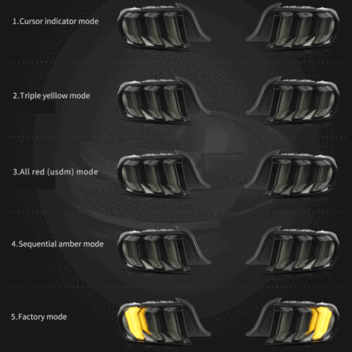 VLAND Clear Lens LED Tail Light For 2015-2022 Ford Mustang 5-Modes w/Sequential - Bild 2 von 15