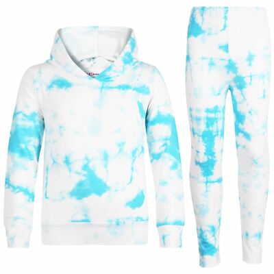 Kinder Batik Kapuzen Top & Legging Set blau Active Wear Mädchen Alter 5-13 Jahre