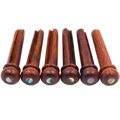 6pcs Cocobolo Wood String Pegs For Acoustic Guitar Bridge Pins w/ Abalone Dot