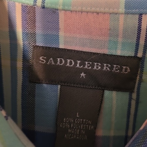 Saddlebred Button Down Longsleeve Plaid Shirt Multicolor Mens Size Large - Picture 3 of 5