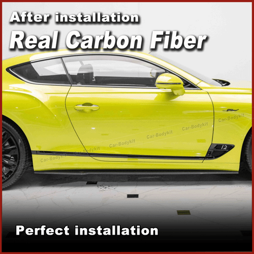Alerón labial de extensión de faldón lateral de carbono real para Bentley Continental GT 2018-24 - Imagen 4 de 9