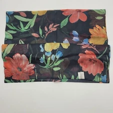Accessory Street Black Floral Scarf 15" X 62" 100% Polyester