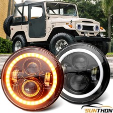 Pair 7" LED Headlights Halo DRL For Toyota Land Cruiser FJ40 FJ50 FJ55 FJ60 FJ62