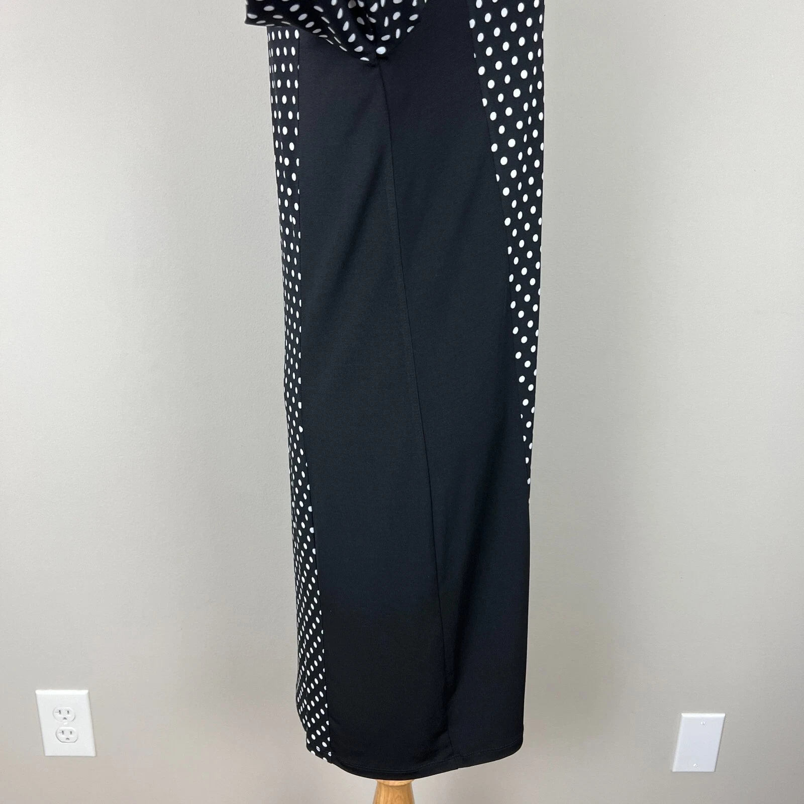 Abito Michael Kors donna medio nero bianco a pois manica lunga cambio M nuovo