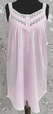 SoieRose 100% Cotton Pale Pink Sleeveless Nightgown with Straps - SR-1100