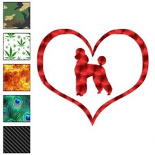 Love Poodle Dog Heart, Vinyl Decal Sticker, 40 Patterns  3 Sizes, 1500