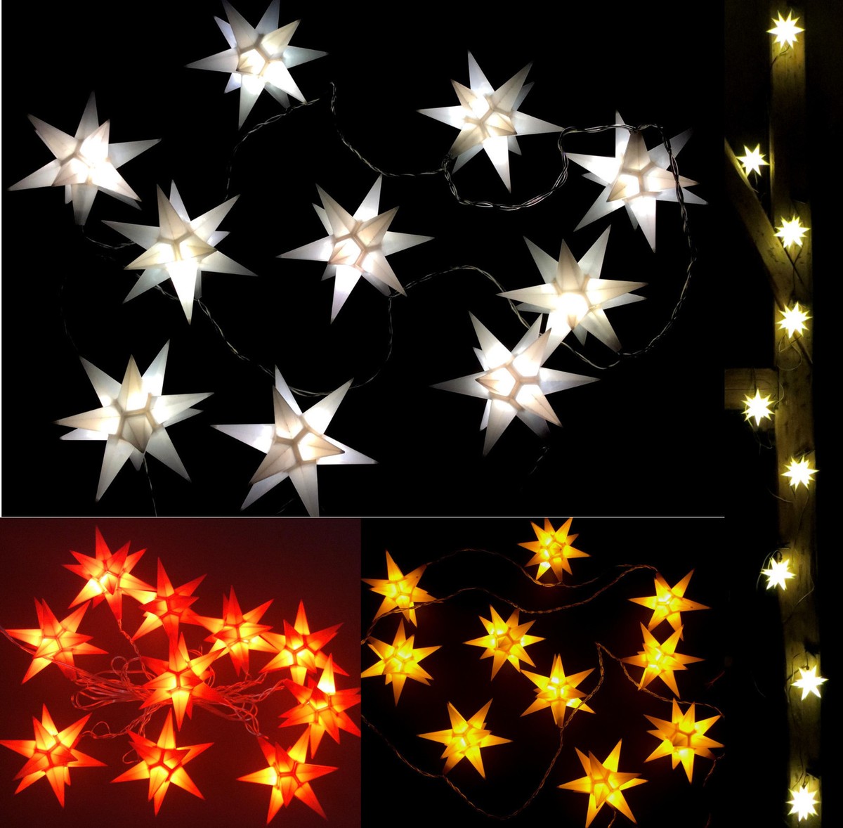 LED 10 kleine Sterne Lichterkette Sternenkette außen Außenstern Adventsstern Neu