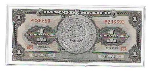 MEXICO - BANCO DE MEXICO  1 PESO  SERIES BCR / P  1965   UNCIRCULATED