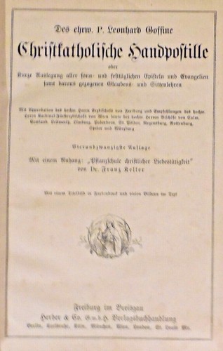 Christkatholische Handpostille , P. Leonhard Gossine , Herder Verlag , HC , 1921 - Picture 7 of 12