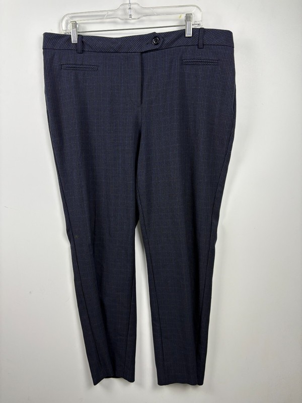 Roz & Ali Dress Pants Womens Petite 14 Navy Pinstripe Polyester Straight Leg