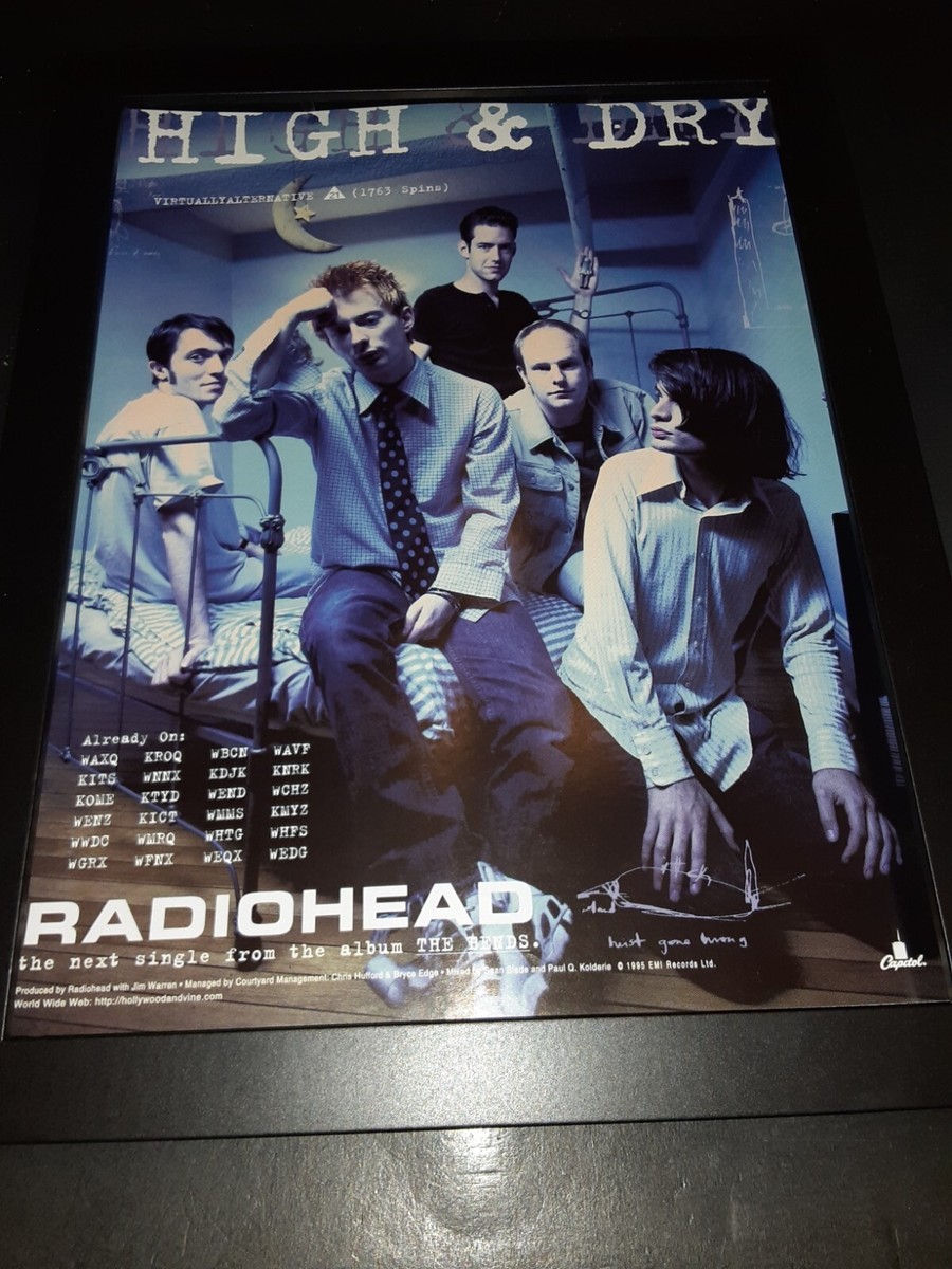 Radiohead High & Dry Rare Original Radio Promo Poster Ad Framed