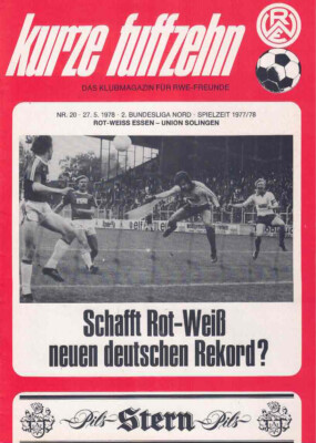 Football Programme Booklet 77/78 2nd Liga Red White Essen - Union Solingen