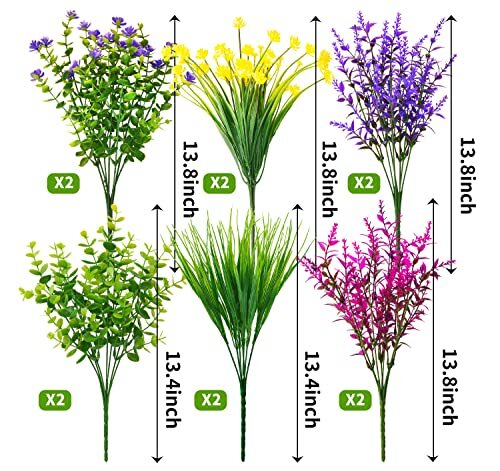 12 Bundles Artificial Flowers Lifelike No Fade UV Resistant Mixcolor-12 Bundles - Picture 3 of 8