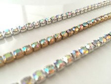 Ab Crystal Diamante Diamond Rhinestone Chain Trim Lace Ribbon for Party Cloth