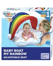 Swim School Infant Baby Pool Water Float, little, Rainbow Pvc Boat W/Canopy
